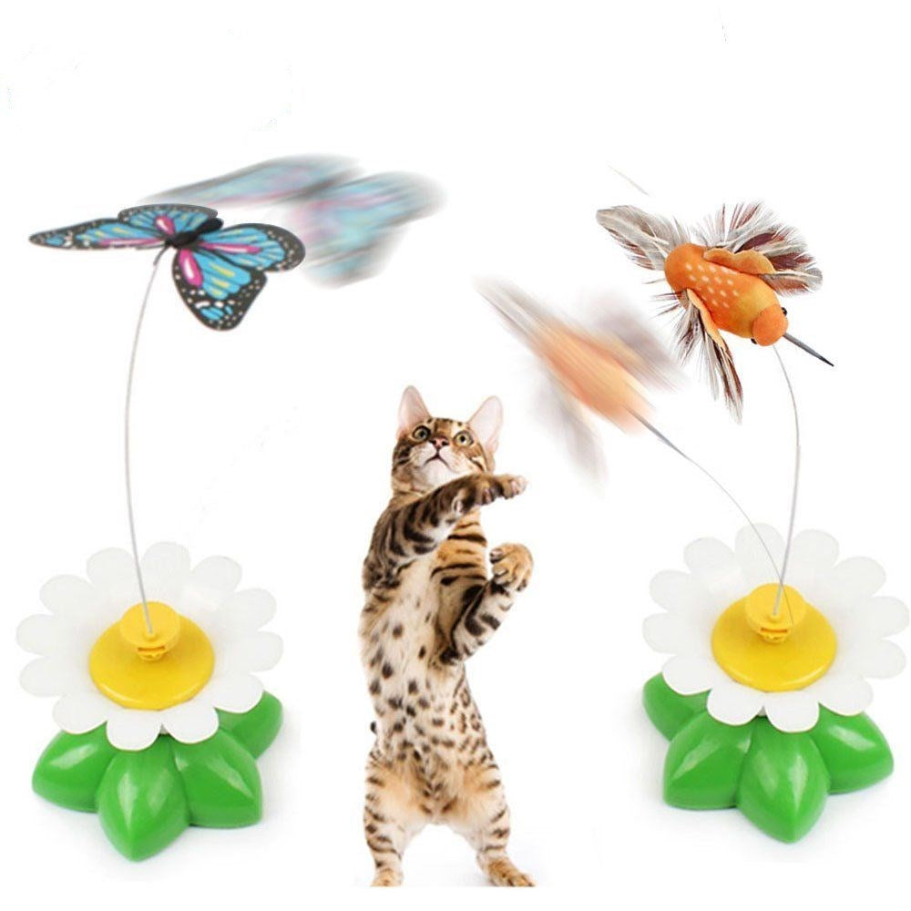 1pcs intelligent electric rotating colorful butterfly dog trainning funny cat toys pet birds head toy cat kitten dog cat scratch