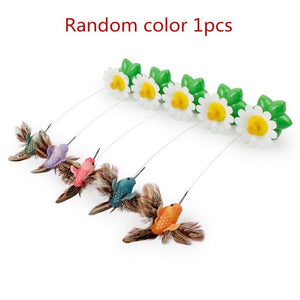 1pcs intelligent electric rotating colorful butterfly dog trainning funny cat toys pet birds head toy cat kitten dog cat scratch