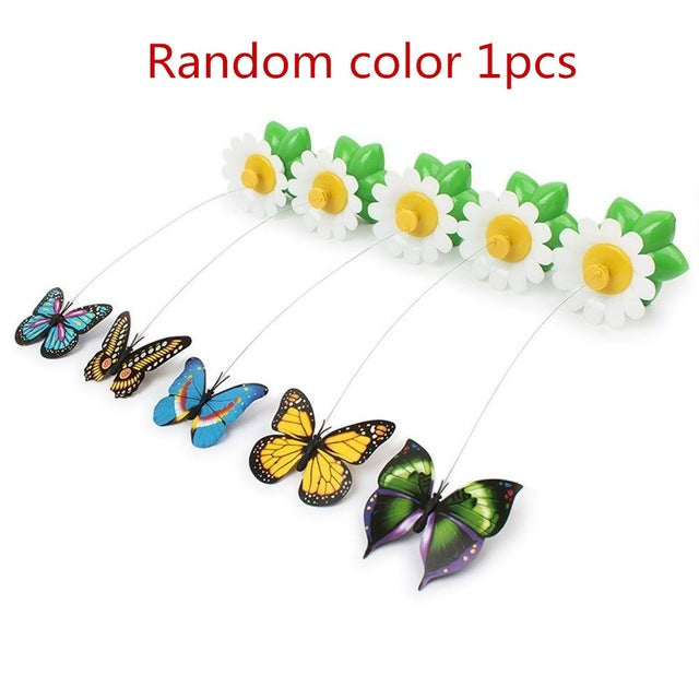 1pcs intelligent electric rotating colorful butterfly dog trainning funny cat toys pet birds head toy cat kitten dog cat scratch